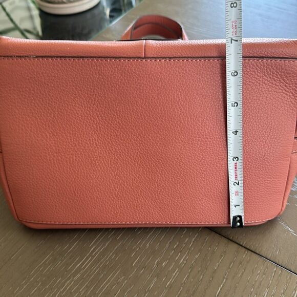 Vince Camuto Plum Soft Pebbled Leather Satchel Handbag Color Sushi/Coral Top Zip - Picture 13 of 16